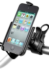 Easy Strap Base with Rubber Strap, SHORT Arm and Apple RAM-HOL-AP10U Holder (iPod Touch 4th Gen WITHOUT Case or Cover)