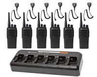 Motorola CP200d 6 Pack with Speaker Mics and 6-Bank Charger