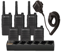 Motorola RMM2050 6 Pack with HKLN4606 Speaker Mics and PMLN6384A Bank Charger