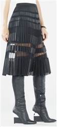 BCBG MAXAZRIA Taura Striped Faux Leather Pleated Skirt