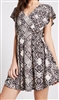 BCBGeneration Sunprint Kimono-Sleeve Flare Dress