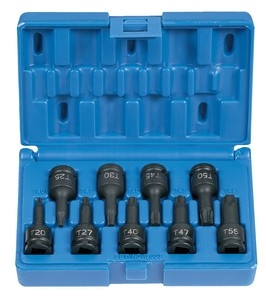 3/8" Drive 9 Piece Internal Star Impact Driver Set