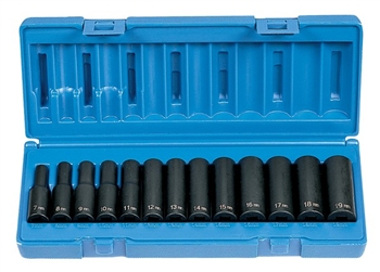 3/8" Drive 13 Piece Deep Metric Set - 12 Point