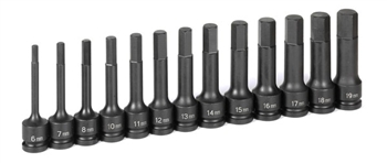 1/2" Drive 13 Pc. 4" Length  Metric Hex Driver Set