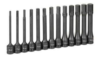 1/2" Drive 13 Pc. 6" Length Metric Hex Driver Set