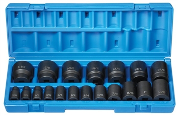 1/2" Dr. 19 Pc. Standard Length Fract.Set - 12 Point