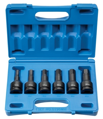 3/4" Drive 6 Piece Hex Driver Metric Set