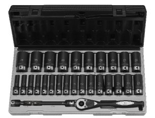 1/2" Dr. 29pc Metric Deep Duo-Socket Set - 12 Point