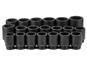 1" Dr. 20 Pc. Deep Metric Set 45mm to 75mm - 12 Point