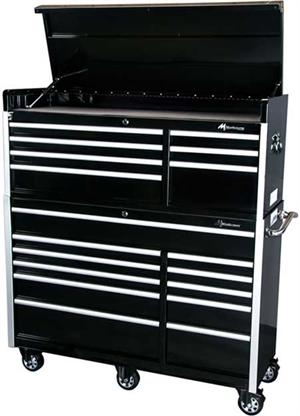 Montezuma BK5618C 56 18-Drawer Top Chest & Roller Cabinet Toolbox Combo (black) (1-BK5607CH, 1-BK5611TC)
