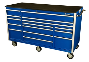 Montezuma BU7215TC 72” Classic 15-Drawer Roller Cabinet Toolbox (blue)