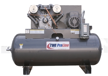 TWI Proline TWI-10120H3 10 HP 120 Gallon Horizontal 2 Stage, 230V/3 Phase Compressor-Lincoln Motor