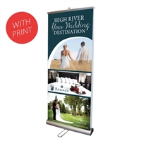 Double Sided 33" Retractable Roll Up Banner Stand with Vinyl Prints