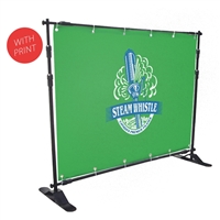 Telescopic Step & Repeat Banner Stand with 8' x 5' Vinyl Print