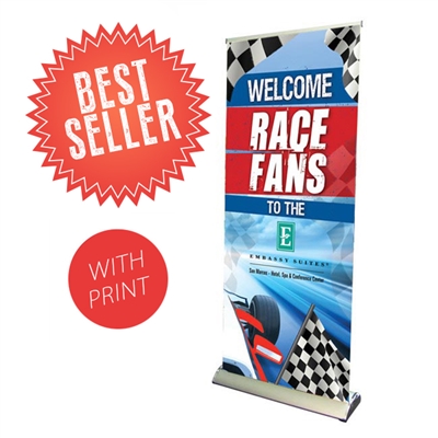 Premium Retractable Roll Up Banner Stand 33" with Vinyl Print