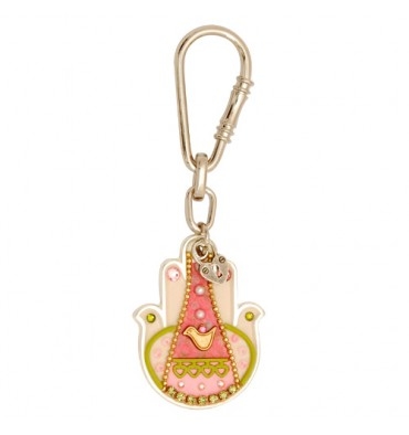 Pink Hamsa Key Ring with Dove by Ester Shahaf