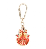 Red Heart Hamsa Key Ring by Ester Shahaf