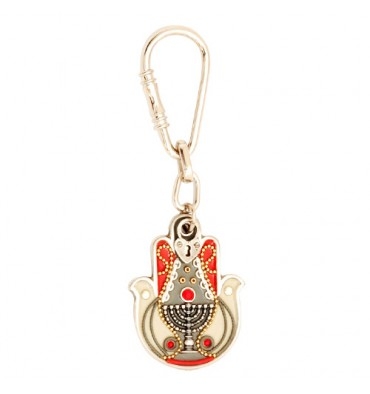 Menorah Hamsa Key Ring by Ester Shahaf