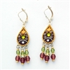 Purple & Green Drop Silver Earrings