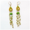 Spiral Green Drop Silver Earrings