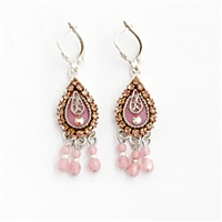 Antick Pink Drop Silver Earrings