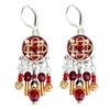 Red Round Silver Earrings