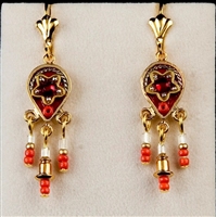 Red Small Drop Silver Earrings