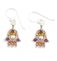 Purple Oriental Hamsa Earrings - Small - by Ester Shahaf