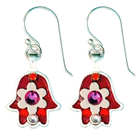 Red Hamsa Earrings - Small - by Ester Shahaf