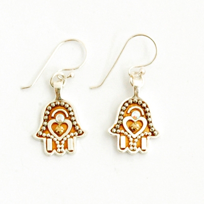 Golden Hamsa Earrings - Small - by Ester Shahaf