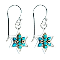 Turquoise Star of David Earrings by Ester Shahaf