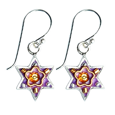 Purple Star of David Earrings by Ester Shahaf