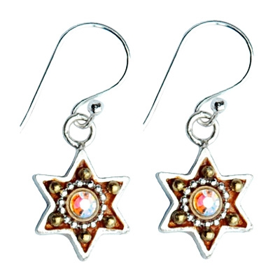 Bronze Star of David Earrings by Ester Shahaf