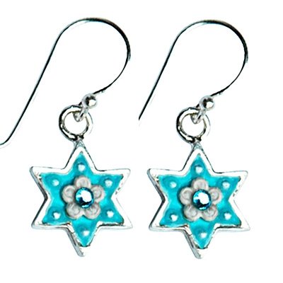 turquoise with flower Star of David earrings