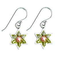 Green Star of David Earrings by Ester Shahaf