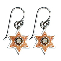 Orange Star of David Earrings by Ester Shahaf