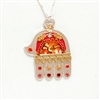 Large Silver Hamsa Red Necklace by Ester Shahaf