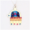 Large Silver Hamsa Blue Necklace by Ester Shahaf