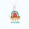 Large Silver Hamsa Turquoise Necklace by Ester Shahaf
