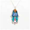 Purple flower Hamsa Necklace by Ester Shahaf