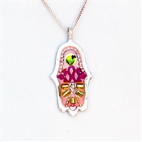 Pink  Hamsa Necklace by Ester Shahaf