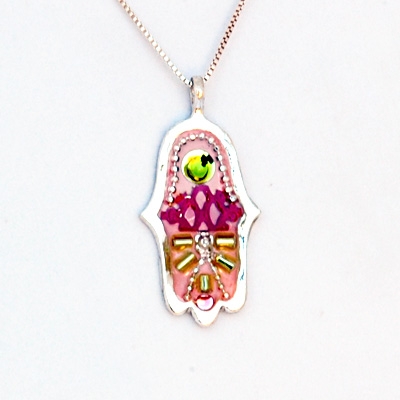 Pink  Hamsa Necklace by Ester Shahaf