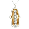 Gold & Crystal  Hamsa Necklace by Ester Shahaf