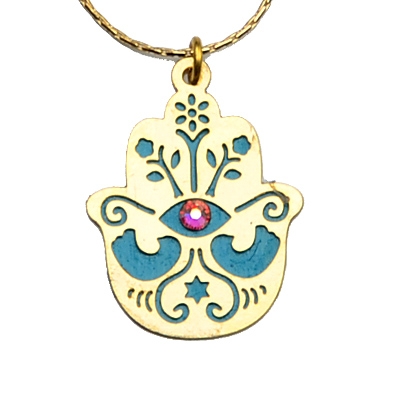Gold Plated Hamsa Necklace by Ester Shahaf