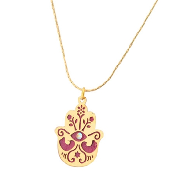 Small Gold Plated Hamsa Necklace by Ester Shahaf