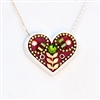 Wheat Branch Medium Red Silver Heart Pendant by Ester Shahaf