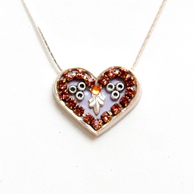 Purple Silver Heart Pendant by Ester Shahaf