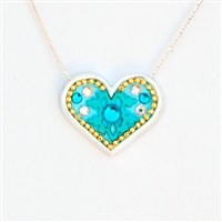 Turquoise Silver Heart Pendant by Ester Shahaf
