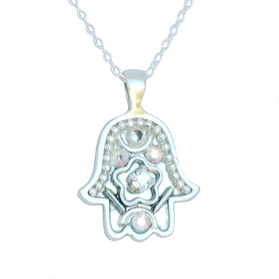 White-Silver Hamsa Necklace by Ester Shahaf