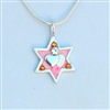 Pink Hearts Wheat Branch Star of David Necklace - Small by Ester Shahaf
